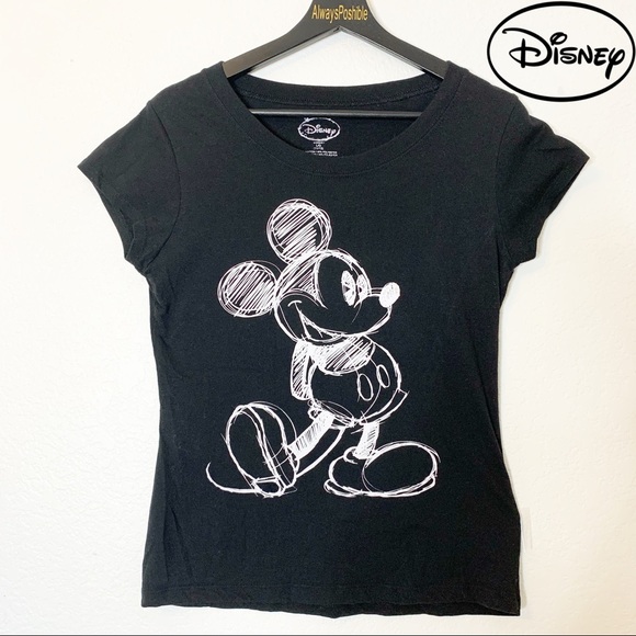 Disney Tops - DISNEY Black and White Sketched Mickey Mouse Tee
